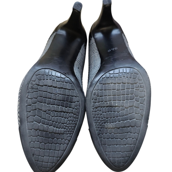 Vintage Impo Black White Plaid Oxford Heels Lace Up Ankle booties Retro US 7.5 - Picture 6 of 11